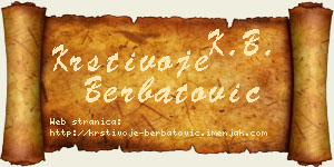 Krstivoje Berbatović vizit kartica